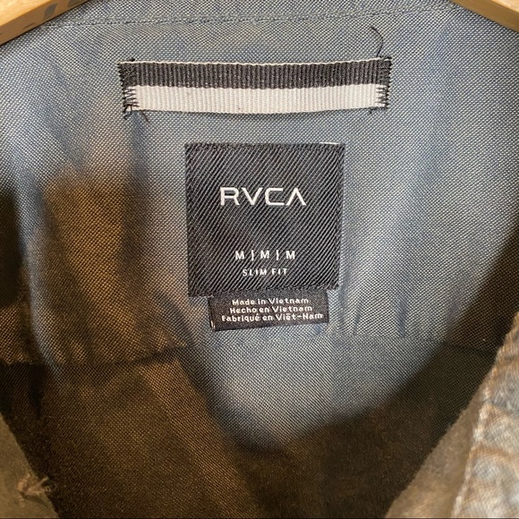 RVCA Grey Slim Fit Medium Short Sleeve Button Up - Picture 3 of 4
